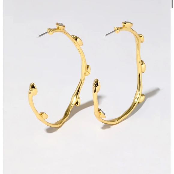 ALEXIS BITTAR Gold Navette Crystal Hoop Earrings - Picture 5 of 9